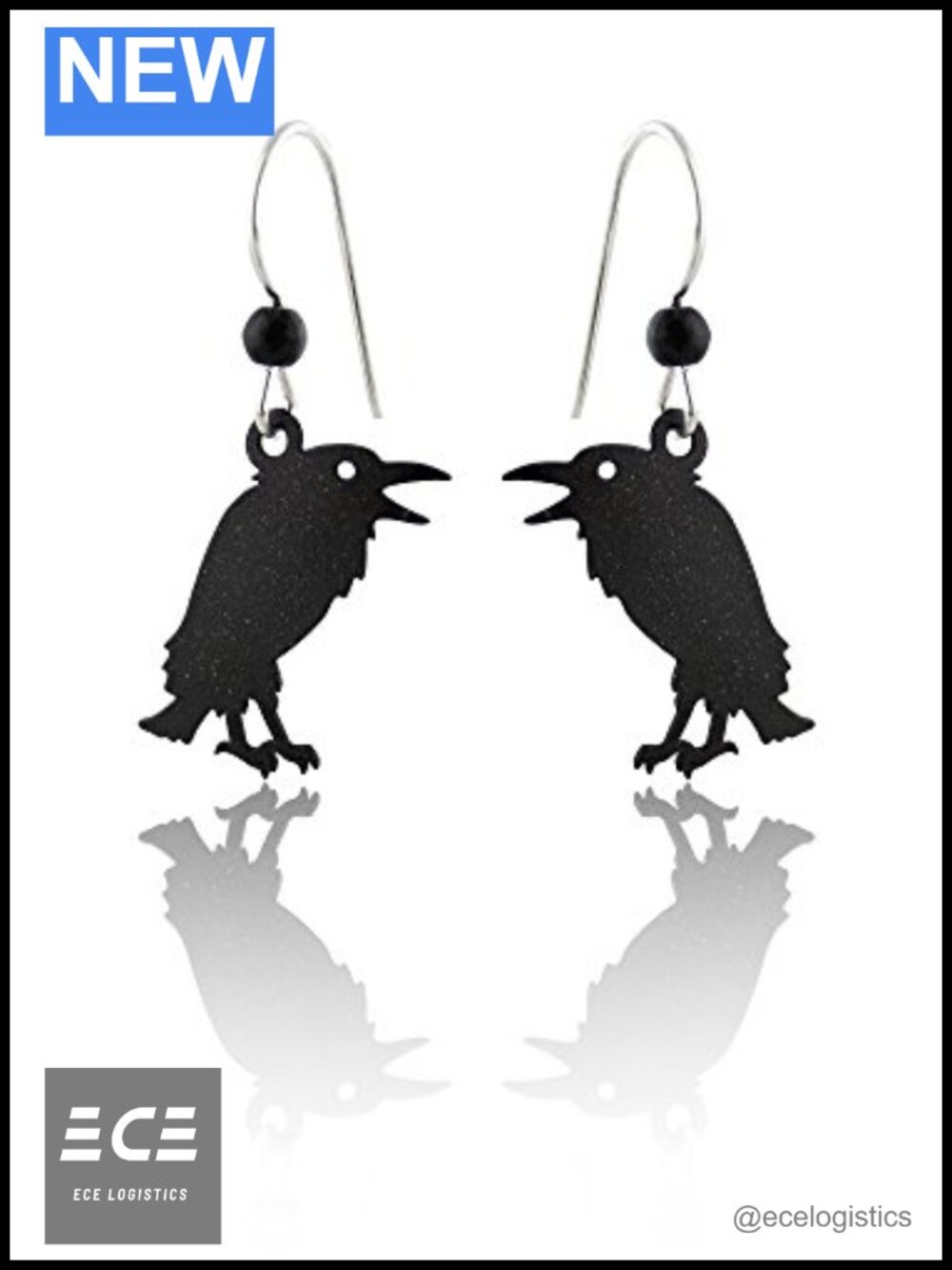 Hand Painted Bird Dangle Earrings Sterling Silver Wires Women Jewelry